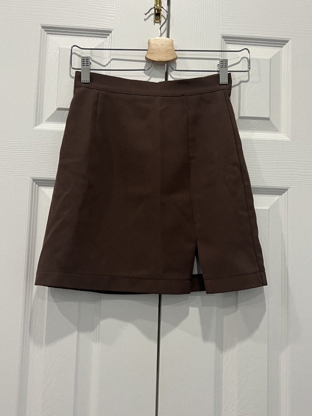 Yesstyle Brown Mini Skirt with Side Slit Size S